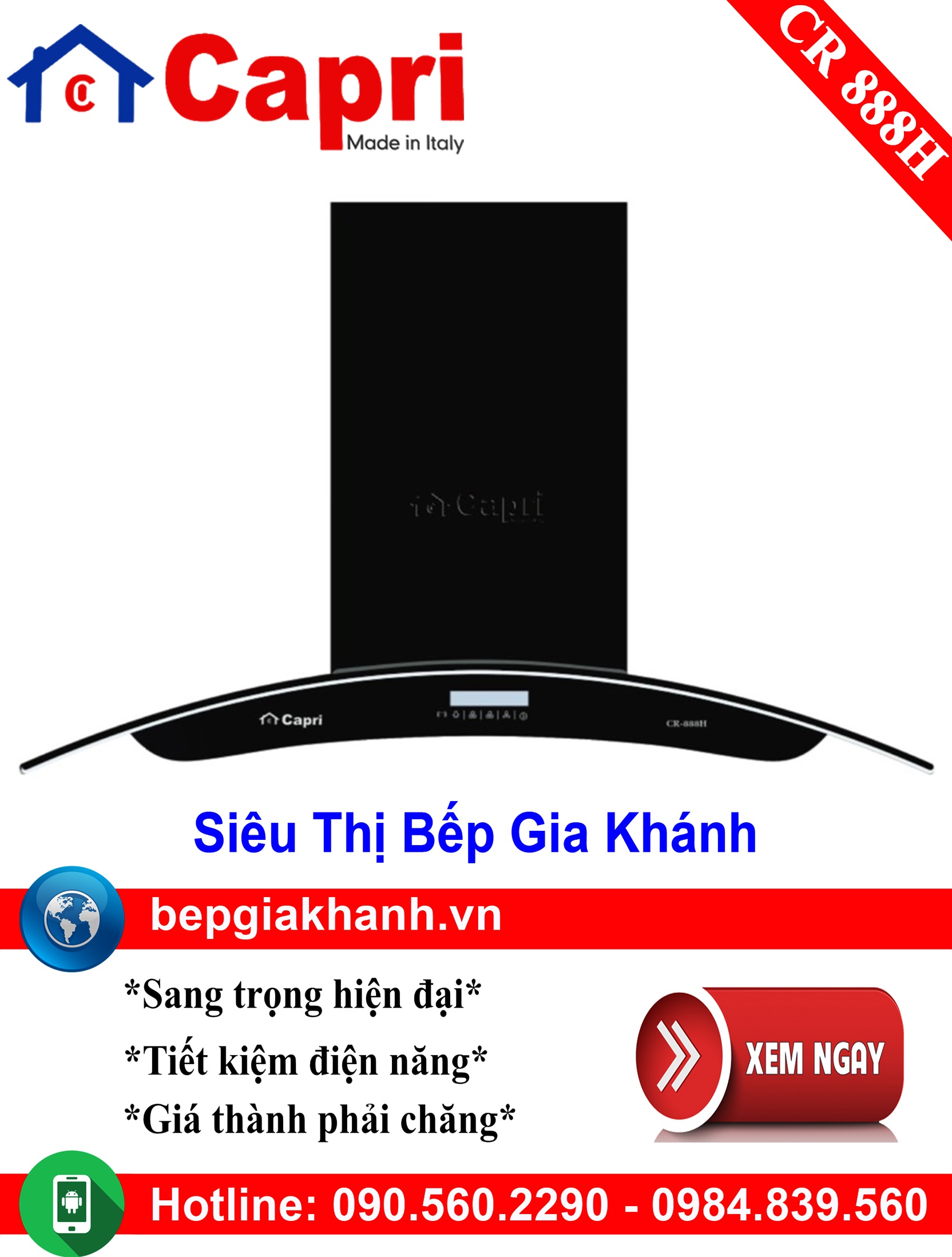 [HCM]Máy hút mùi dạng kính cong 90cm Capri CR 888H, máy hút mùi nhà bếp, máy hút mùi bếp, máy hút mùi kính cong, máy hút mùi canzy, máy hút mùi mini, máy hút mùi âm trần, máy hút mùi electrolux, may hut mui