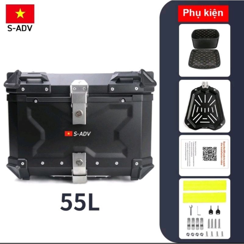 Thùng nhôm xe máy 55l s-adv sadv aluminum top case