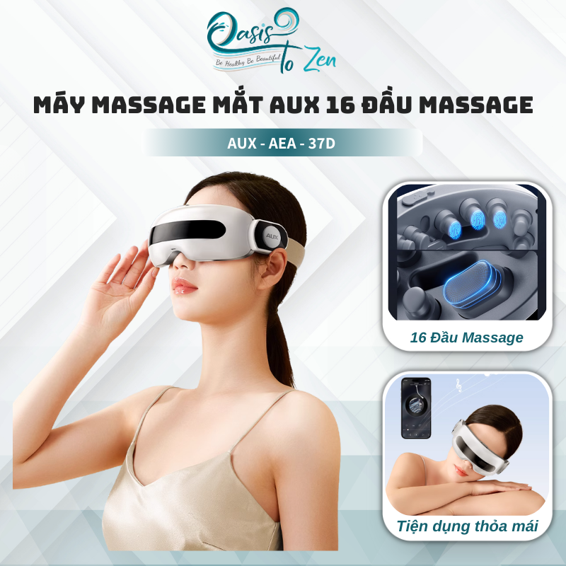 Máy massage mắt AUX với 16 đầu massage giúp thư giãn mắt, máy matxa mắt tích hợp phun hơi nước giảm mỏi mắt bọng mắt