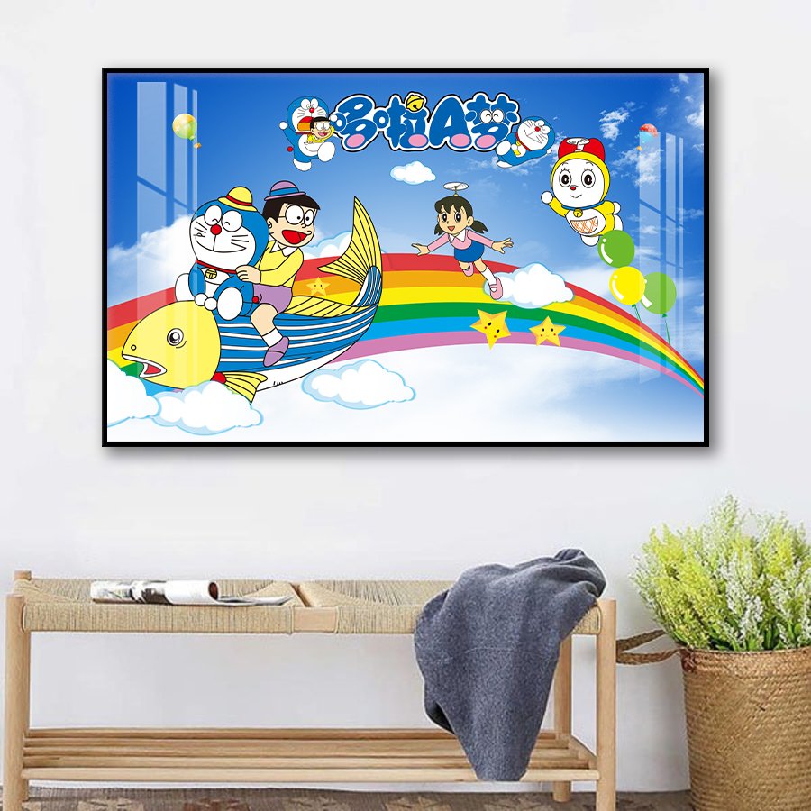 Tranh Laminate Tráng Gương - Tranh Treo Tường Phòng Bé Doraemon