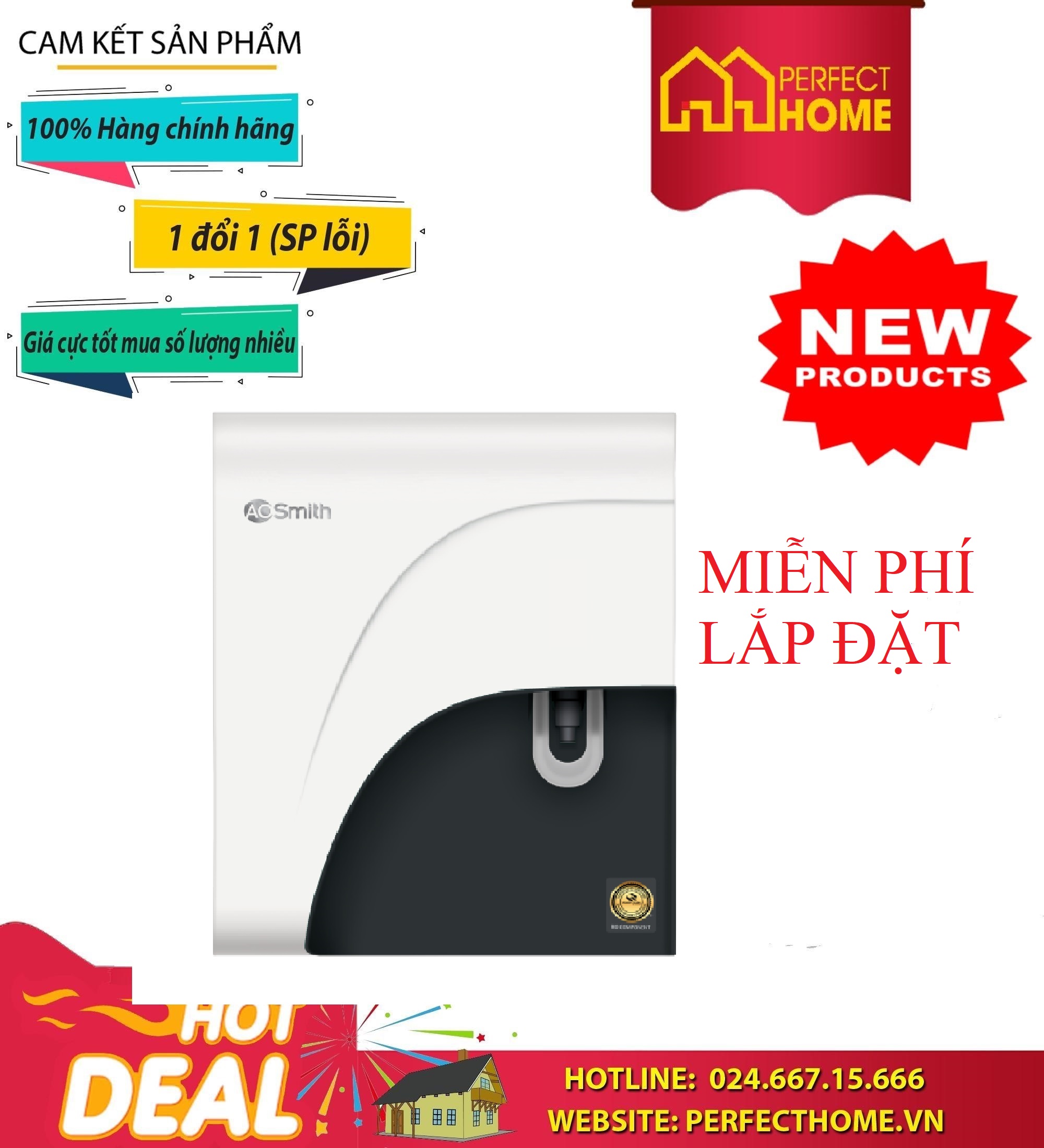 Máy lọc nước a.o.smith c1, 4 lõi. miễn phí lắp đặt. thương hiệu mỹ