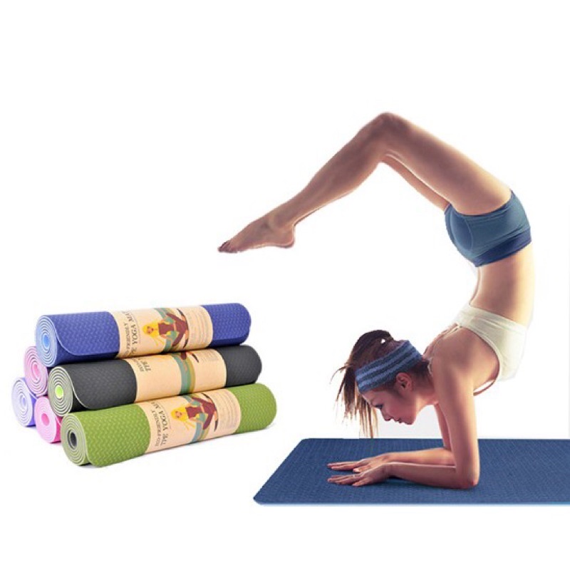 Thảm tập yoga tpe 2 lớp dày 6mm cao cấp - thảm tập gym, thể dục tại nhà chống trượt cao cấp siêu bền