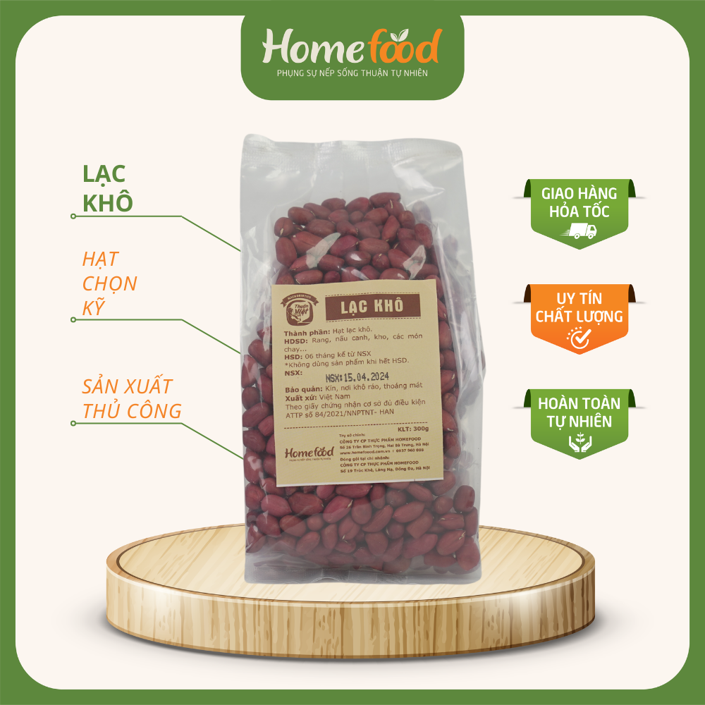 Lạc đỏ homefood túi 300g/ lạc đỏ sạch