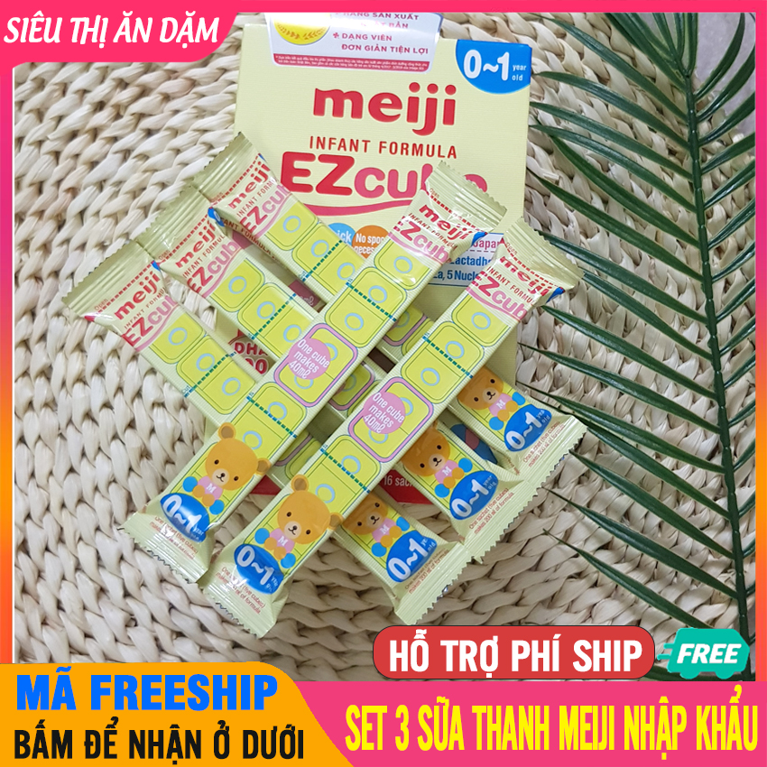 Set 3 Sữa Thanh Meiji Hàng Cao Cấp Nhập Khẩu Nhật (5 Viên 1 Thanh) Giàu Dinh Dưỡng, Dễ Uống Cho Bé Từ 0-1 Tuổi - Sữa Meiji, Sua Thanh, Sữa Tươi Thanh Trùng, Sữa Non Cho Bé, Sua Meiji Thanh - 3 Sữa Thanh Meji Nhập Khẩu - 4902705122918x3