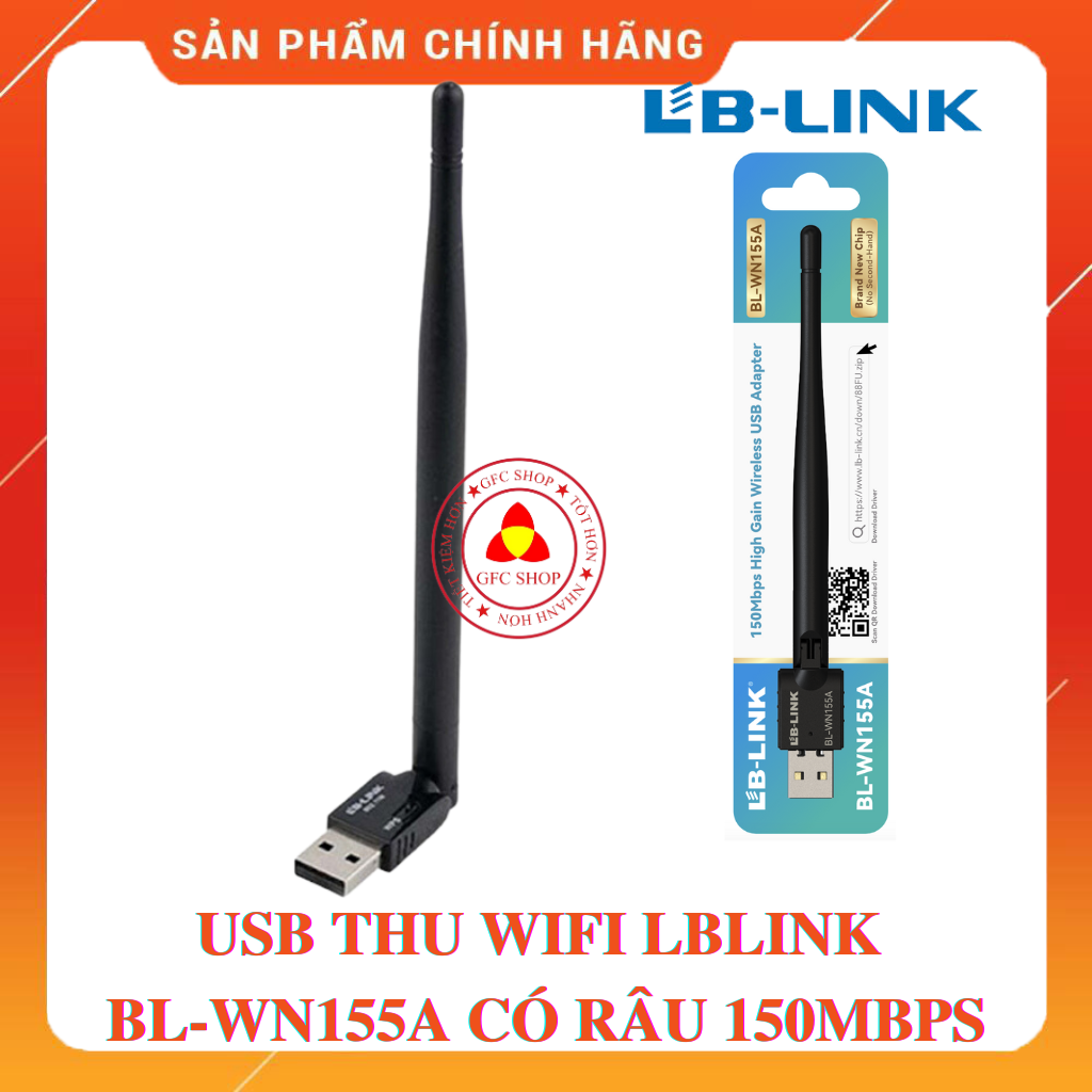 Usb thu wifi lblink bl- wn155a có râu -usb kết nối wifi cho pc, máy bàn, laptop có ăng ten 150mbps