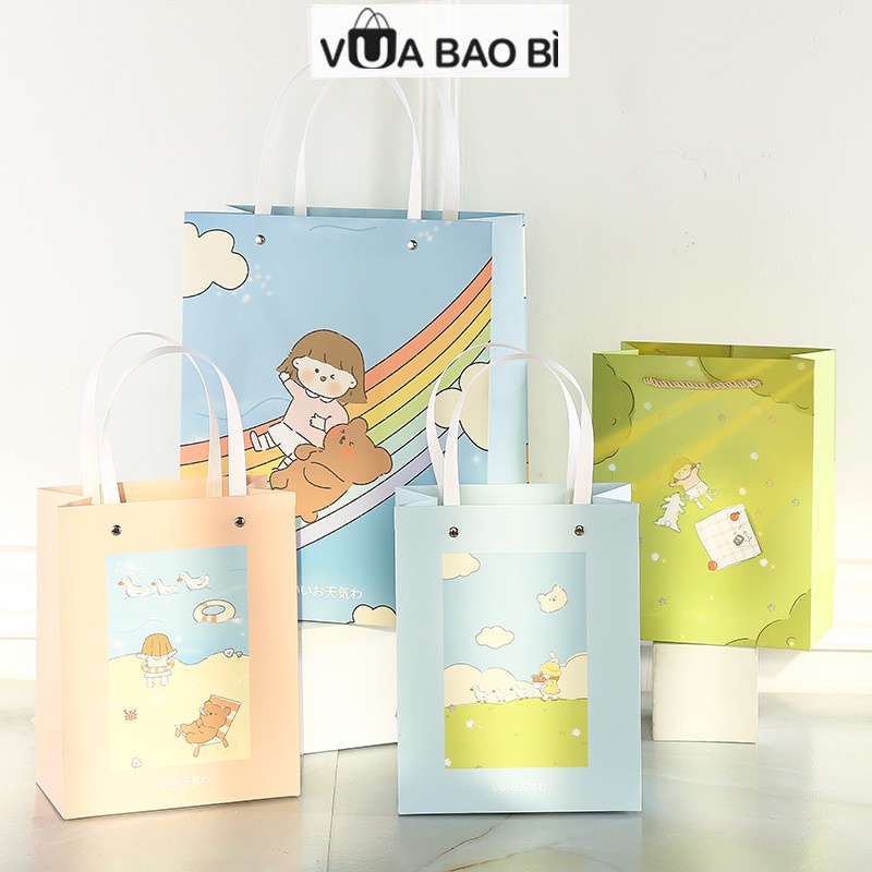 Túi giấy đựng quà dễ thương hoạ tiết hoạt hình cute