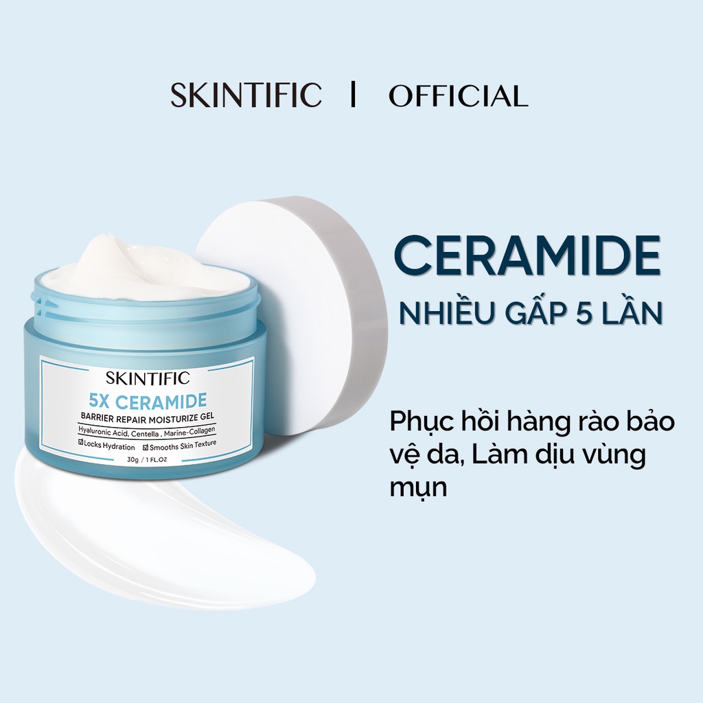 SKINTIFIC 5X Ceramide Barrier Repair Moisturize Gel kem dưỡng ẩm lucenbase ceramide kem dưỡng ẩm da mặt 30g