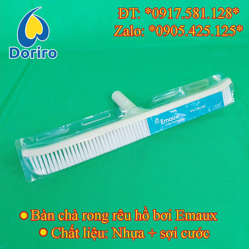 Bàn chà rong rêu hồ bơi – thương hiệu Emaux, sợi cước, dài 45cm / Chổi cọ rong rêu hồ bơi, sợi cước