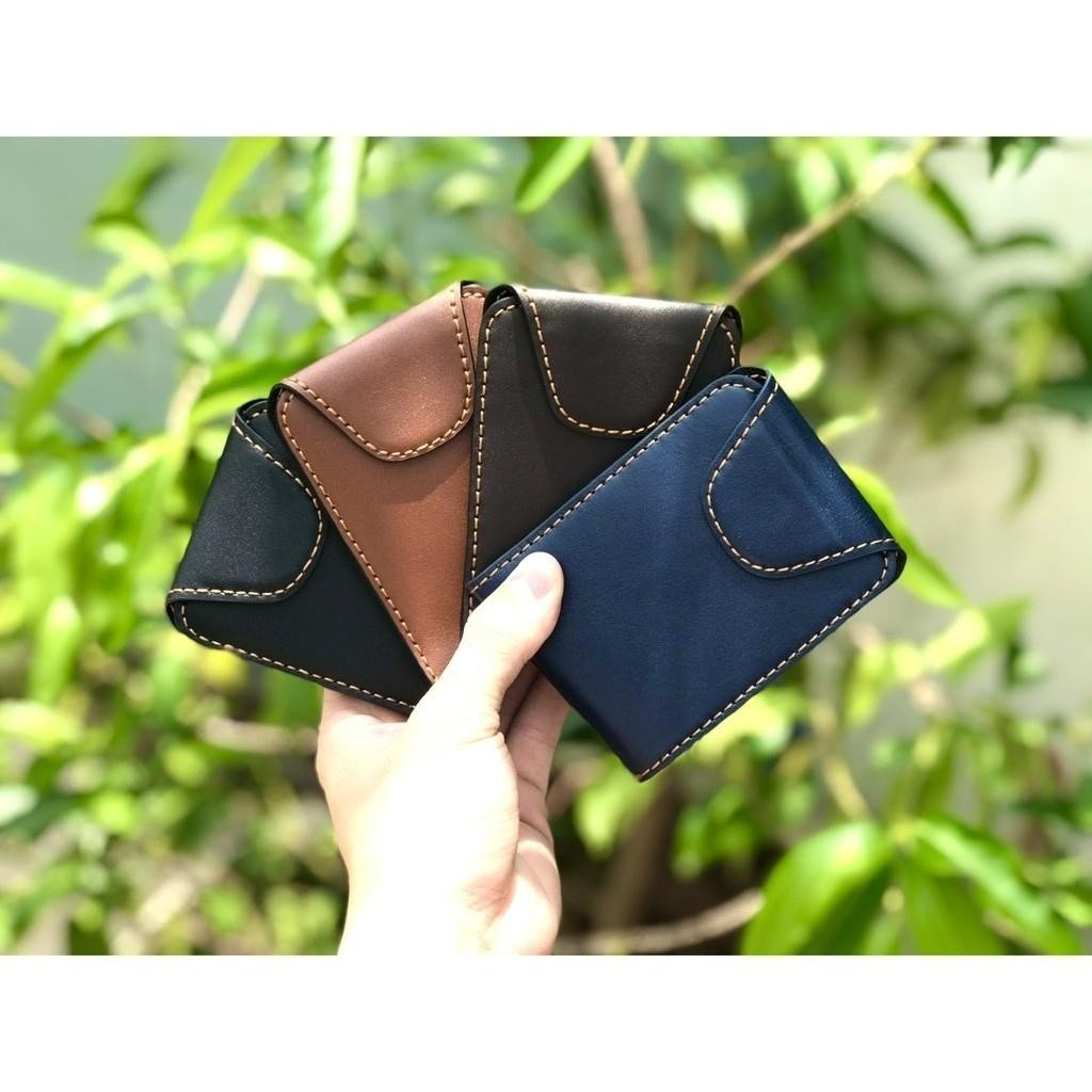 Ví Sen/Ví Nam/Bóp Nam da bò thật nguyên tấm khâu tay handmade phiên bản 2023