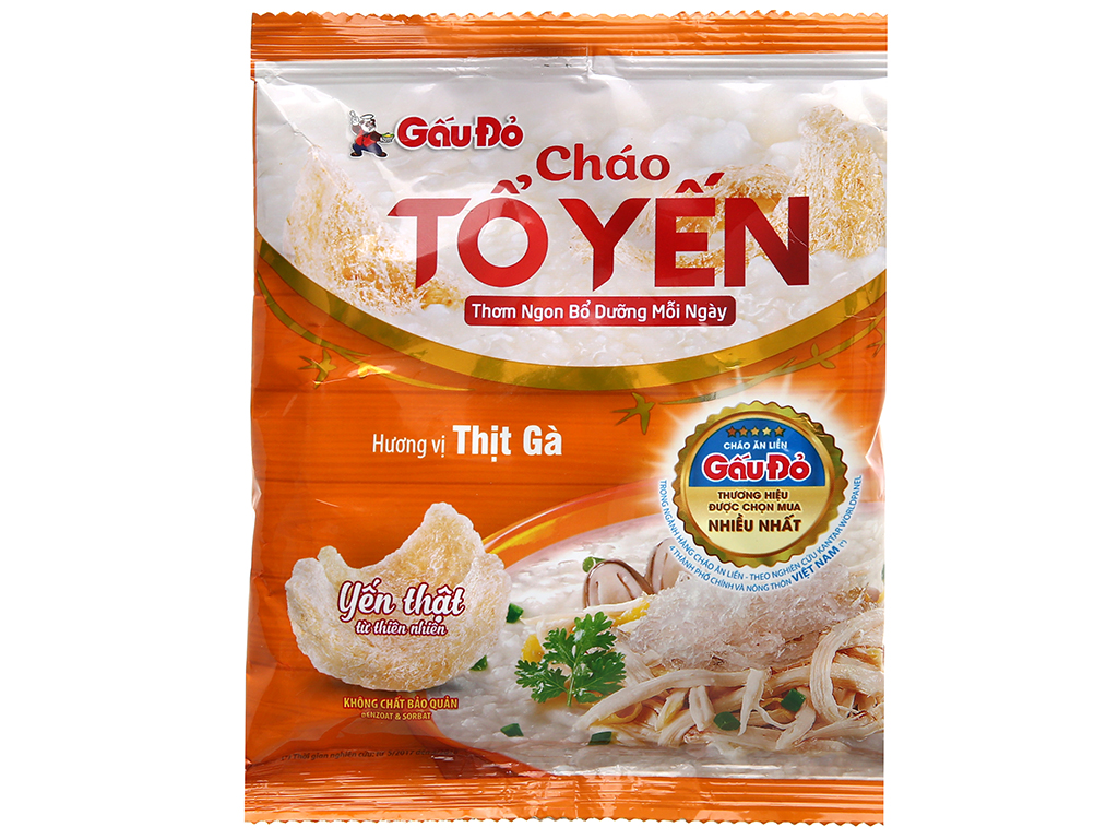 Combo 10 gói cháo tổ yến - gấu đỏ vị thịt gà gói 50g