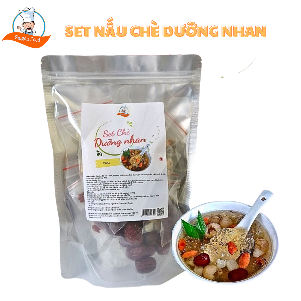[HCM]COMBO 400gr Nguyên Liệu Nấu Chè DƯỠNG NHAN (CHÈ TUYẾT YẾN ) (11 vị như hình)
