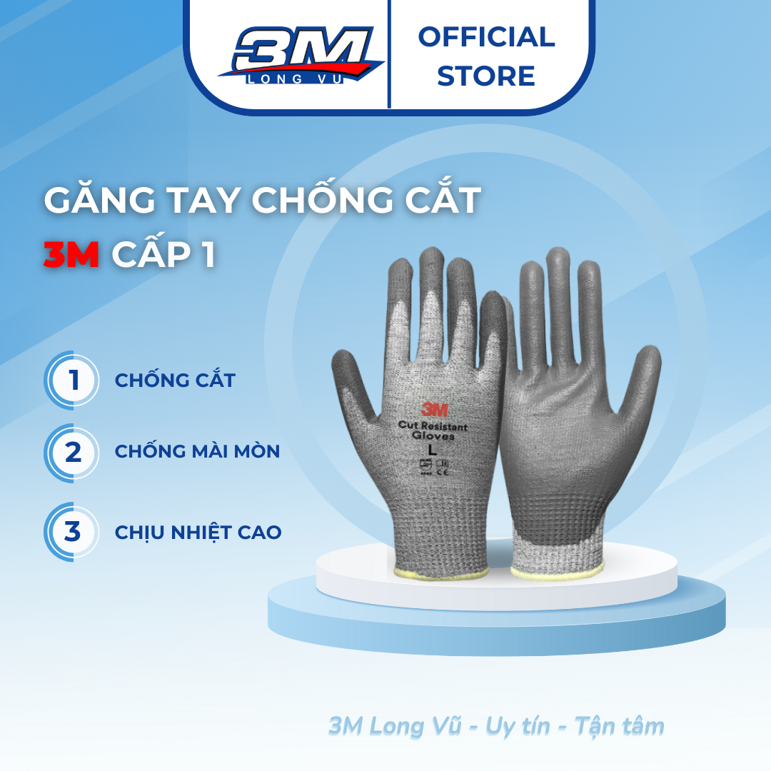 Găng Tay Đa Dụng 3M-Mỹ - Găng Tay Chống Cắt Cấp Độ 1 3M GTCC Nhiều Size - Găng Tay Bảo Hộ Lao Động - 3M Long Vu