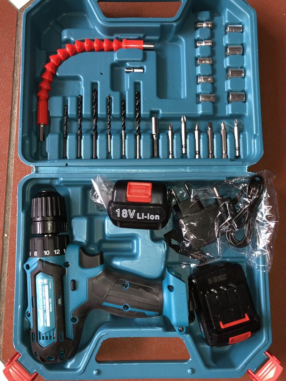 Máy khoan pin makita 18v- 24 chi tiết phụ kiện