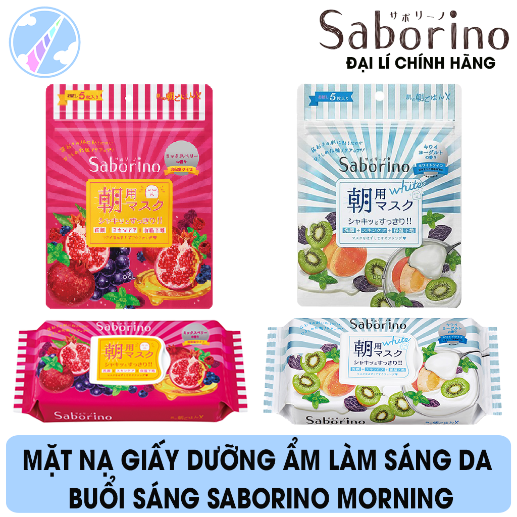[HCM]Mặt Nạ Dưỡng Ẩm Làm Sáng Da Buổi Sáng Saborino Morning Facial Sheet Mask