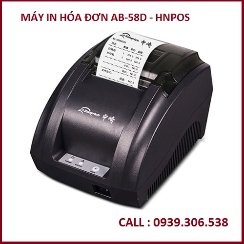 Máy in bill, hoá đơn nhiệt khổ K57/K58 Zonerich AB-58D [USB] tặng kèm giấy in nhiệt