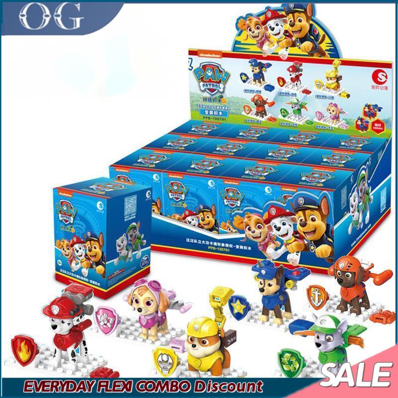 1x chó tuần tra paw patrol xây dựng mô hình khối đồ chơi biến đổi nhân vật gạch đồ chơi cho trẻ em bé trai mù hộp đồ chơi paw patrol