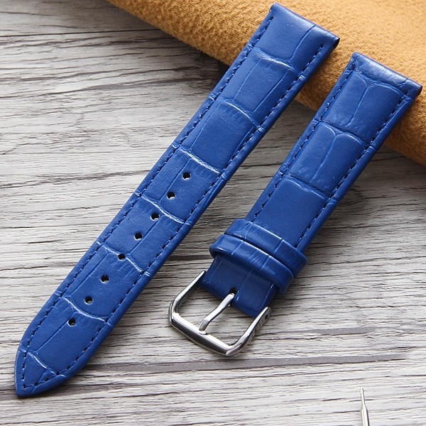 Dây đồng hồ da nam nữ MÀU XANH LAM KHÓA VÀNG BẠC ĐEN HỒNG da bò size 10mm 12mm 14mm 16mm 18mm 20mm 22mm cho dây đồng hồ casio dw seiko orient swarovski tissot omega ls05 patek philippe citizen fossil longines ck skmei michael kors burberry