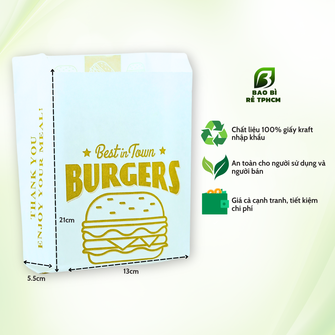 Túi đựng bánh hamburger 100 túi h1