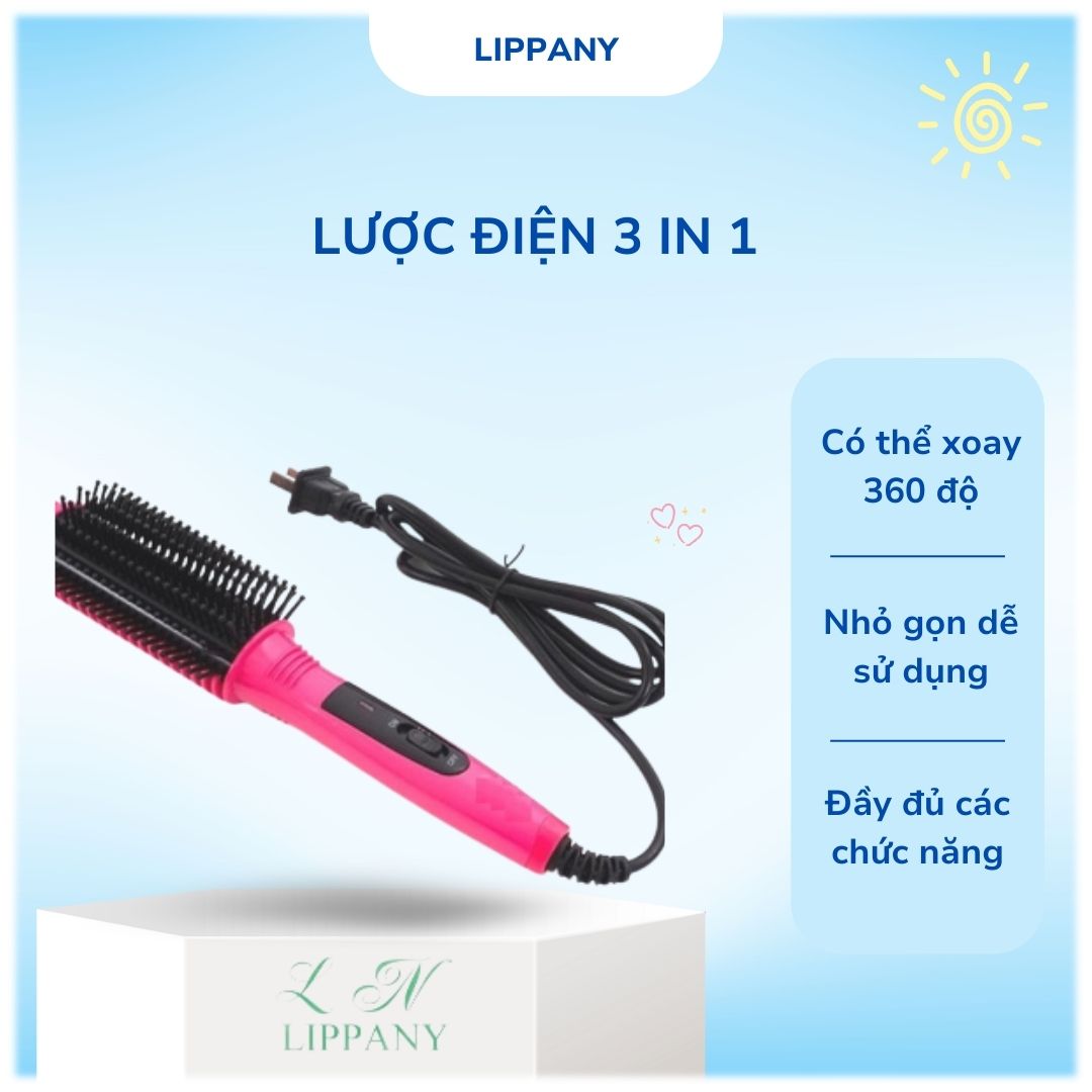 Lược điện 3 trong 1,Lược điện uốn cúp chải thắng tóc đa năng ,Lược Điện Tạo Kiểu Tóc Đa Năng Cao Cấp Uốn Cụp - Uốn Xoăn - Dập Xù Phồng