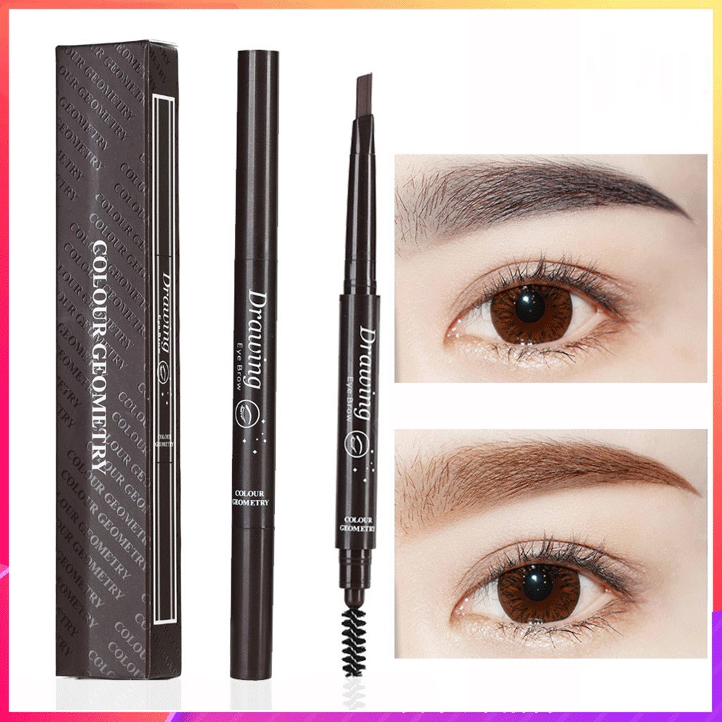 chì kẻ mày, kẻ chân mày, bút kẻ lông mày, Chì Kẻ Mày Lameila 02 Đầu Double Effect – Bút Kẻ Mày Lameila 2 Đầu Không Thấm Nước Cực Hot