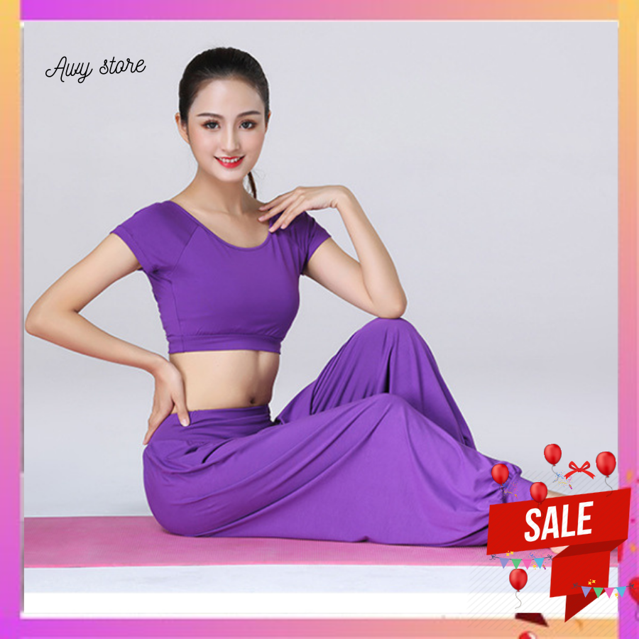 Bộ Tập Yoga Alibaba Màu Tím ,Tập Zumba Múa Bụng Chất Cotton Lạnh