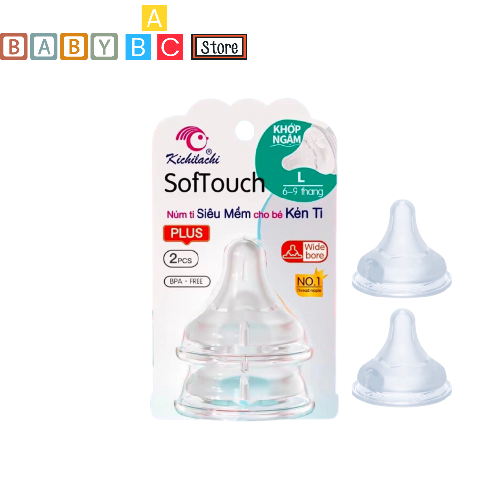 Núm vú cổ rộng kichi plus cao cấp, núm vú cổ rộng siêu mềm 1 cái lẻ tách từ vỉ