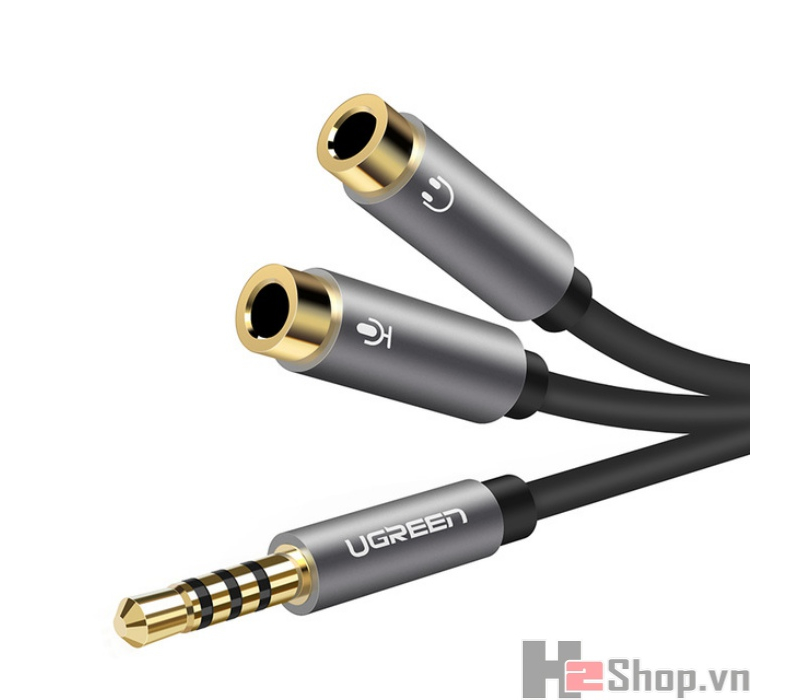Jack aluminum ugreen 3.5mm chia 1 đầu audio 3.5mm 1 đầu microphone
