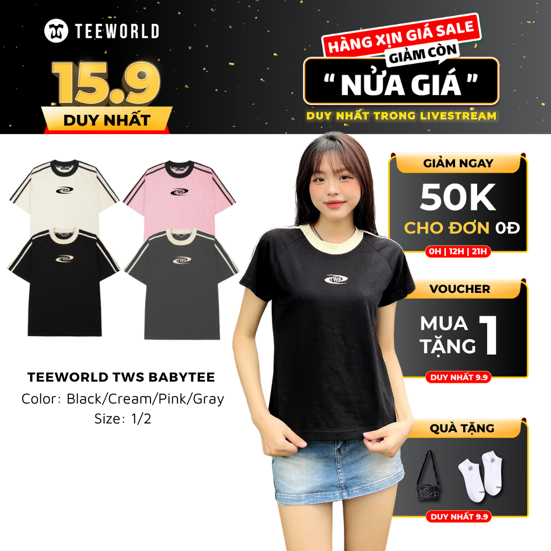 Áo thun teeworld baby tee tws form fit chất thun co dãn