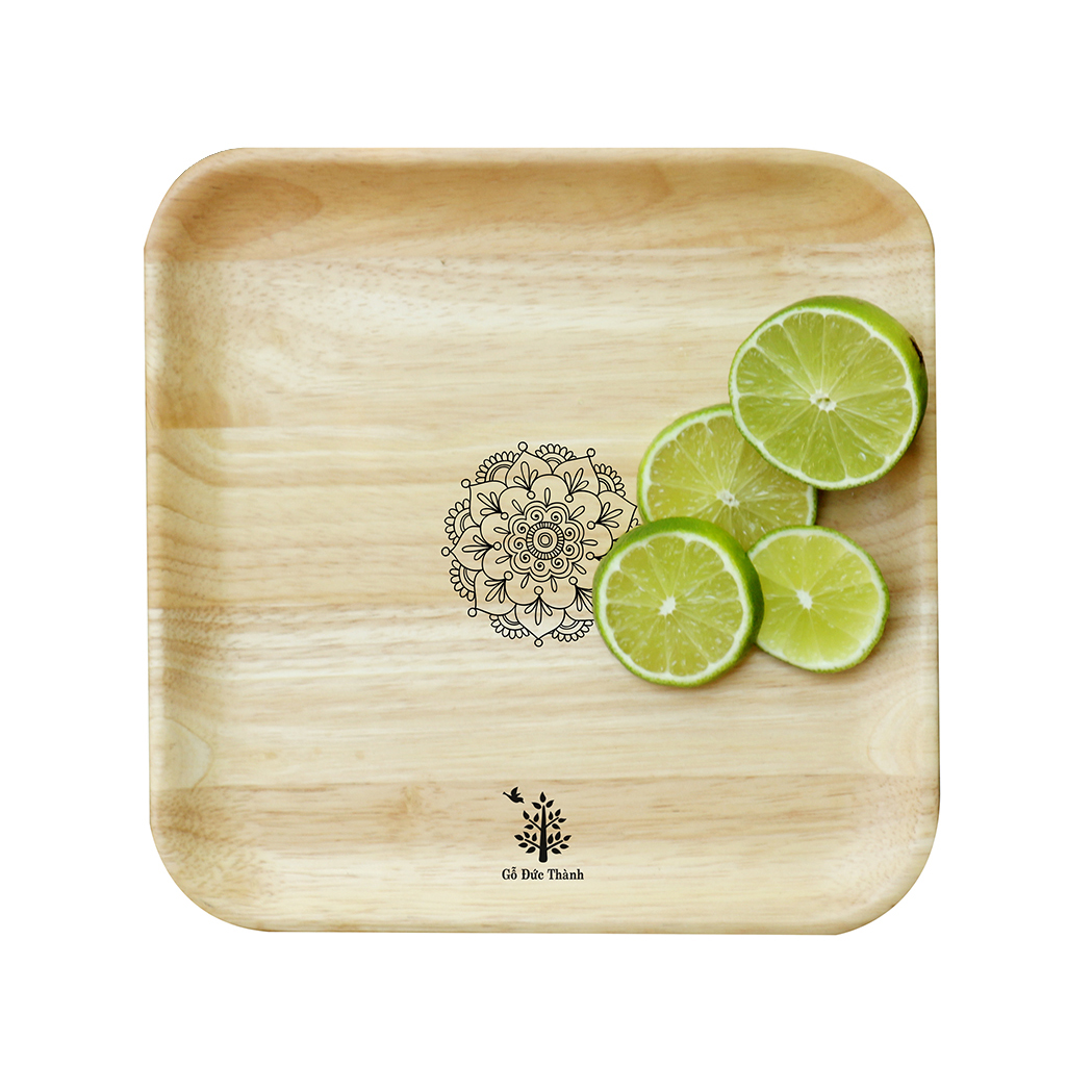 Đĩa gỗ vuông size lớn - Gỗ Đức Thành - 23141