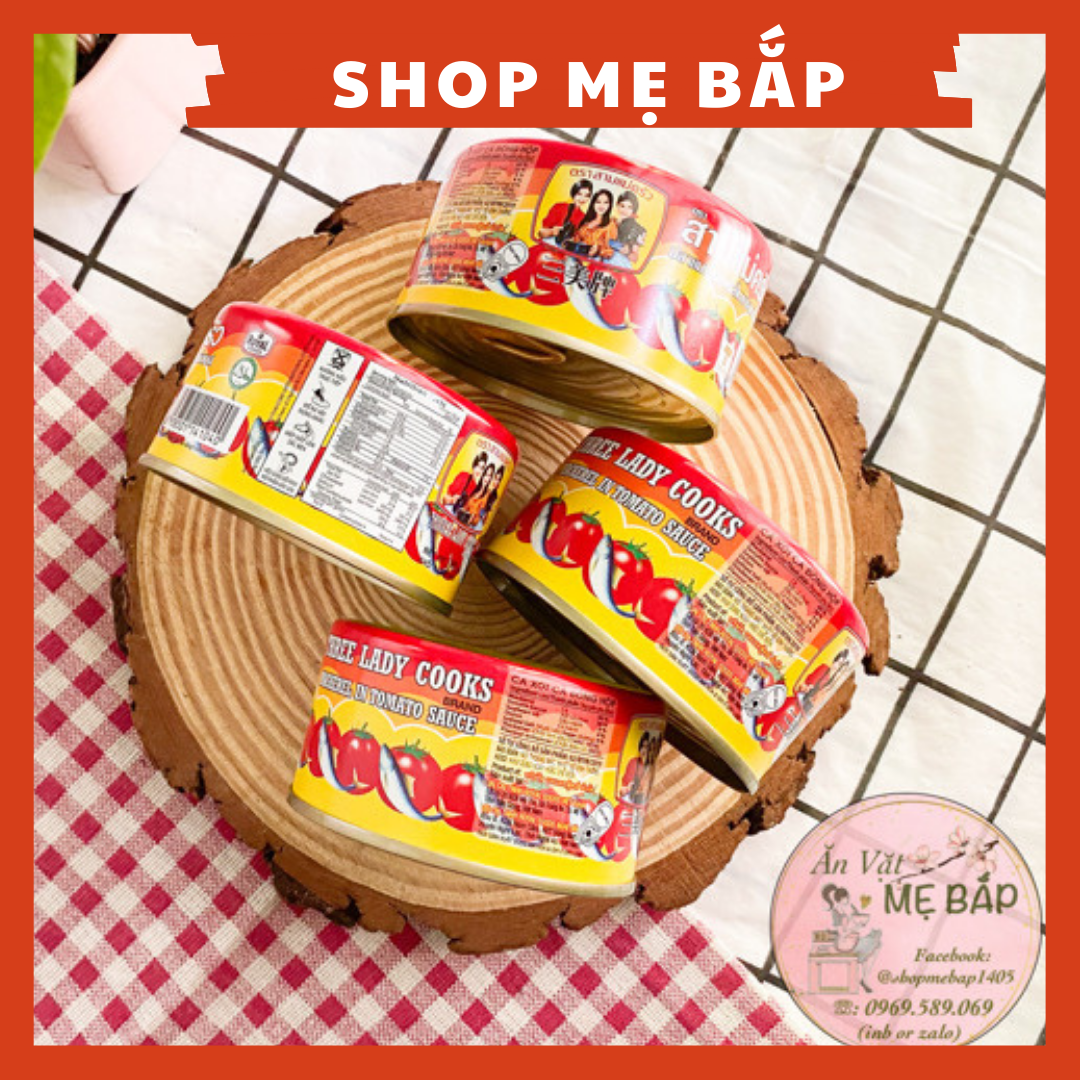 Set 4 lon cá nục sốt cà lon 190g 3 cô gái - cá mòi đóng hộp shop mẹ bắp