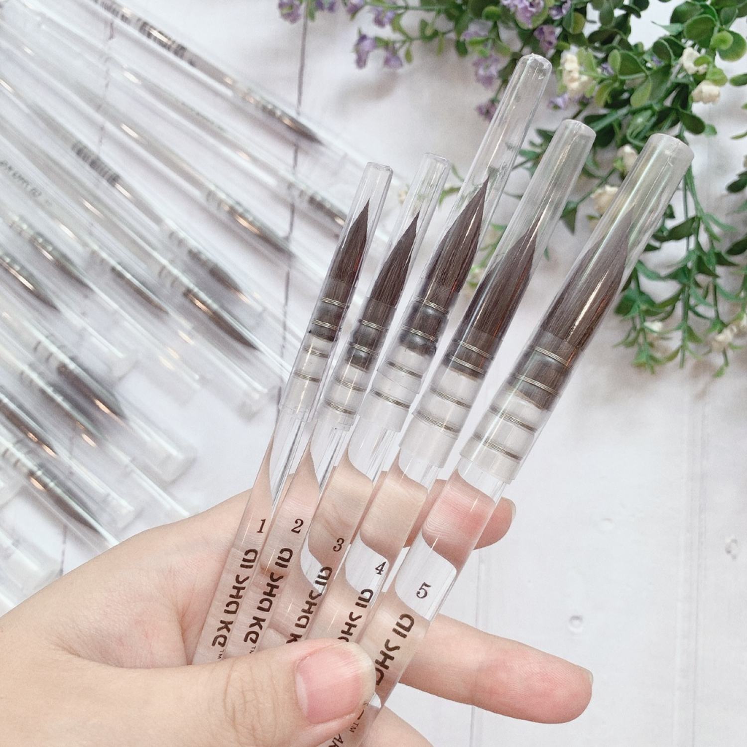 Cọ mop lông sóc ai sha ke thân trong - cọ vẽ tranh màu nước , acrylic