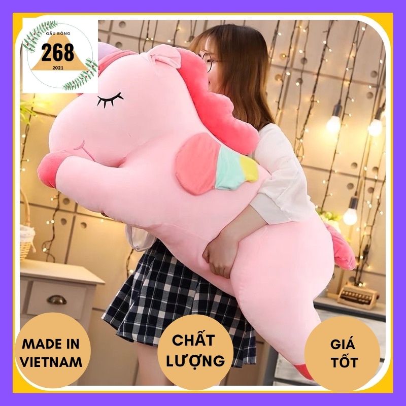 [HCM]Gấu bông Gối ôm 1M Ngựa Kỳ Lân (Unicorn)  vải mịn - siêu cute – giá xưởng - gấu bông nhồi gòn bi trắng sạch không tạp chấp chất lượng ngang hàng cao cấp
