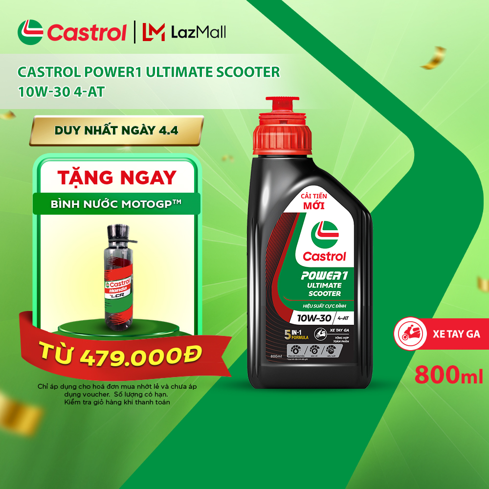 Dầu nhớt xe tay ga CASTROL POWER1 ULTIMATE SCOOTER 10W-30 4-AT (0.8L)