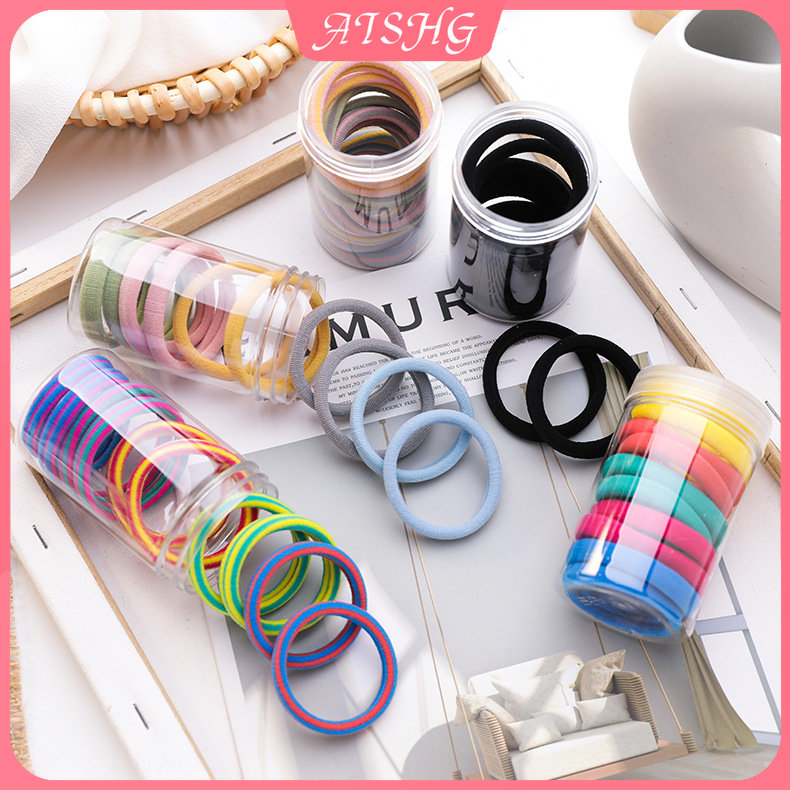 AISHG10pcs/set Korean Version of Candy Color Tie Hair Rubber Band Net Red Ins Style Simple Head Rope Bold Children's Headband