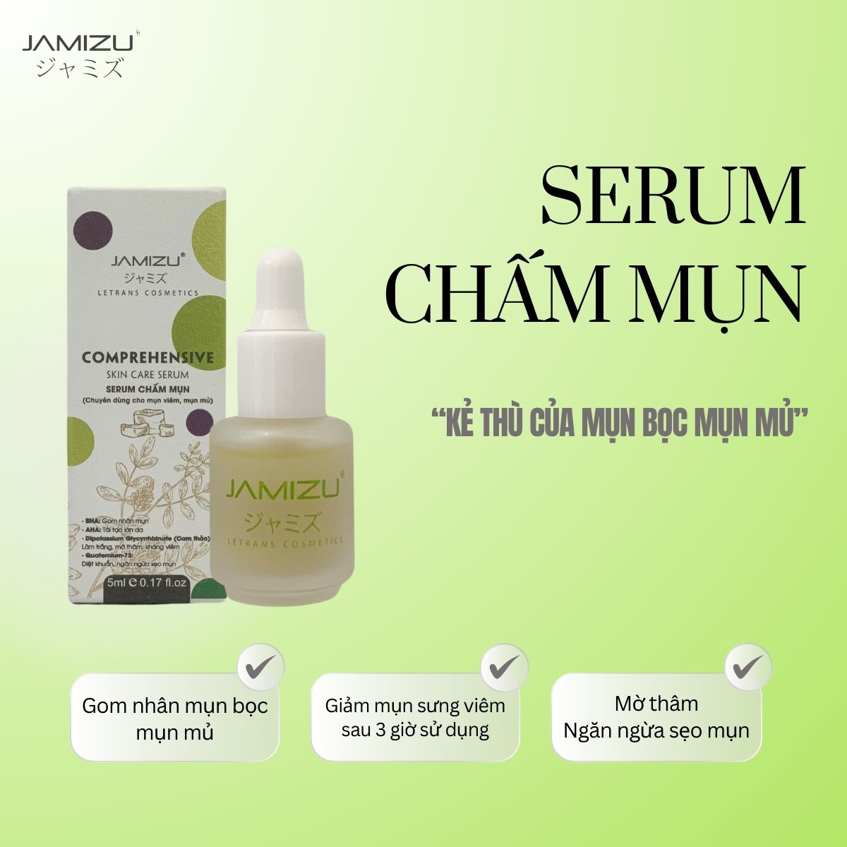 Serum chấm mụn - chuyên dùng cho mụn bọc mụn mủ jamizu 5ml