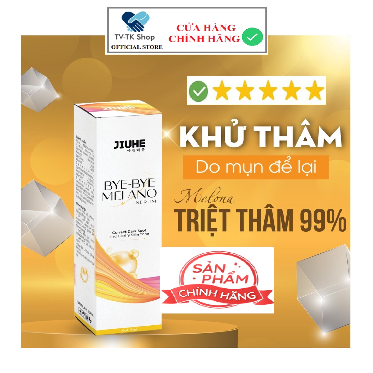 Serum giảm thâm trắng da jiuhe bye-bye melano 5ml - tv-tk shop