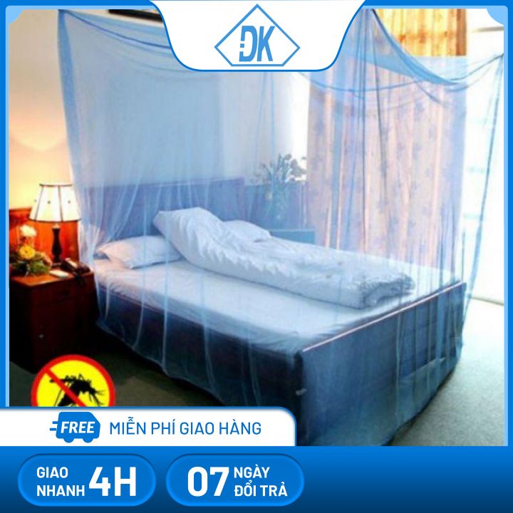 Mùng ngủ giăng dây thiết kế 4 góc treo thuận lợi dễ dàng sử dụng đường may chắc chắn - Đăng Khoa 79 - Mùng tuyn - mùng chụp - mùng xếp - mùng tự bung