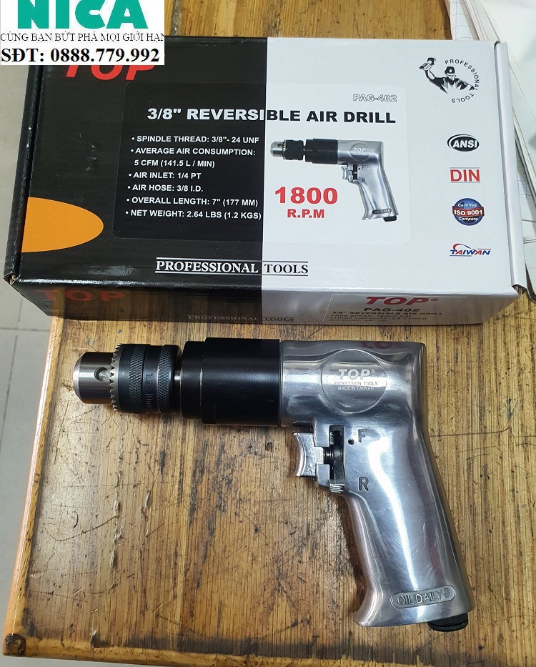 Máy khoan bằng khí nén 8inch 10mm top - pag-402