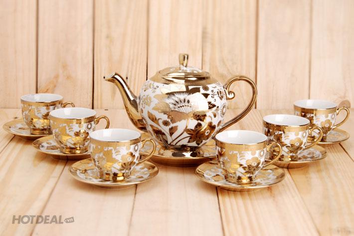 BỘ TÁCH TRÀ HOA VĂN NHŨ VÀNG