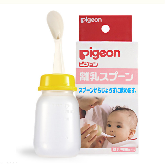 [HCM]BÌNH CÓ THÌA TẬP ĂN DẶM CHO BÉ PIGEON (THỂ TÍCH 120ML) -  BÌNH KÈM THÌA ĐÚT BÉ ĂN DẶM PIGEON