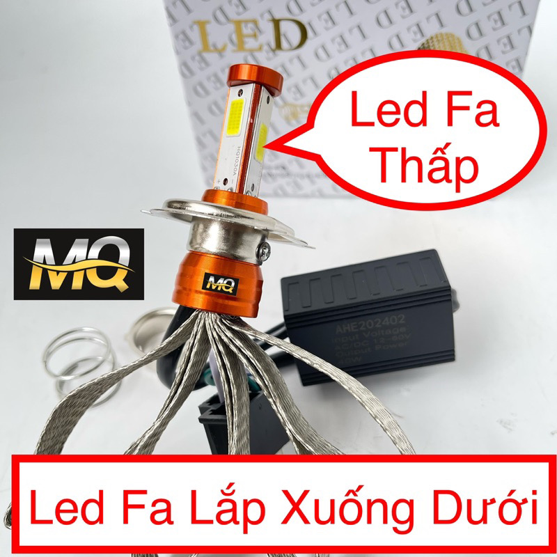 ĐÈN PHA LED CYT 3 TIM H4 CHÍNH HÃNG mQ 12-24V 40W CÓ CHÂN ĐỔI M5