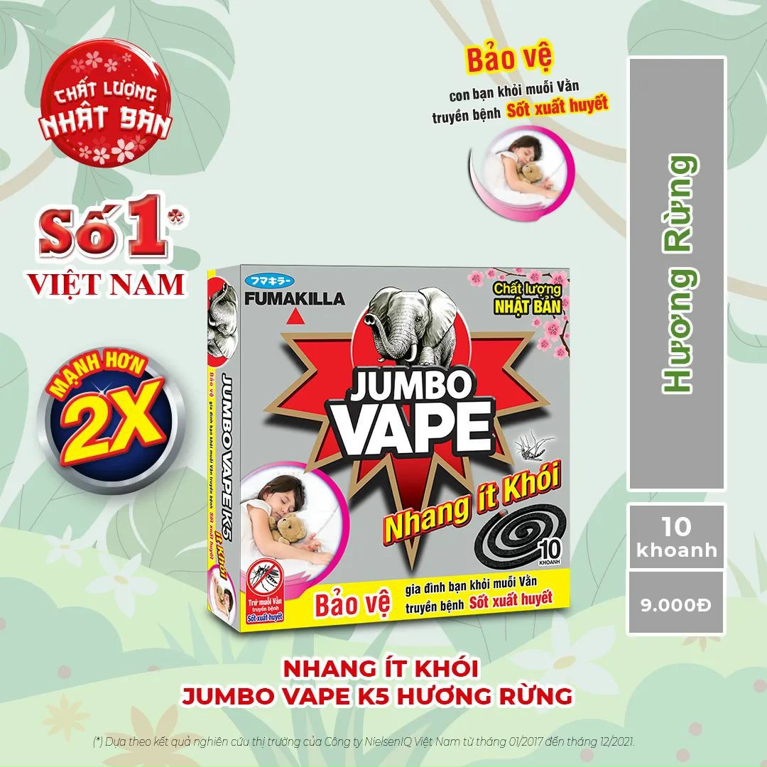 Combo 10 hộp 5 hộp nhang muỗi Jumbo ít khói K5 hương Hoa Rừng 10 khoanh hộp