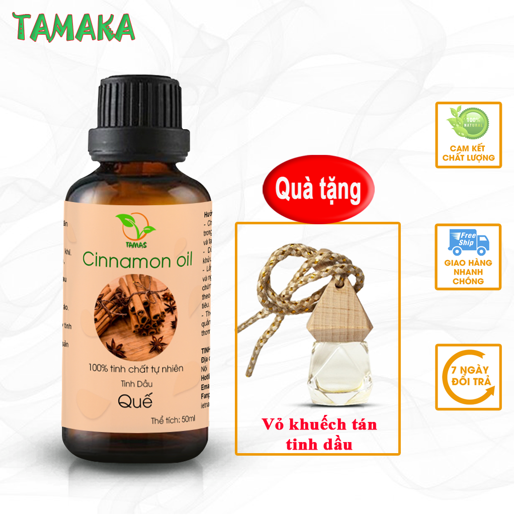 Tinh dầu quế nguyên chất 50ml, tinh dầu quế xông phòng, tinh dầu quế tamas, tinh dầu thơm phòng, khử mùi, xông hơi, làm sạch không khí, dùng cho các loại đèn xông, máy phun sương, máy khuếch tán tinh dầu
