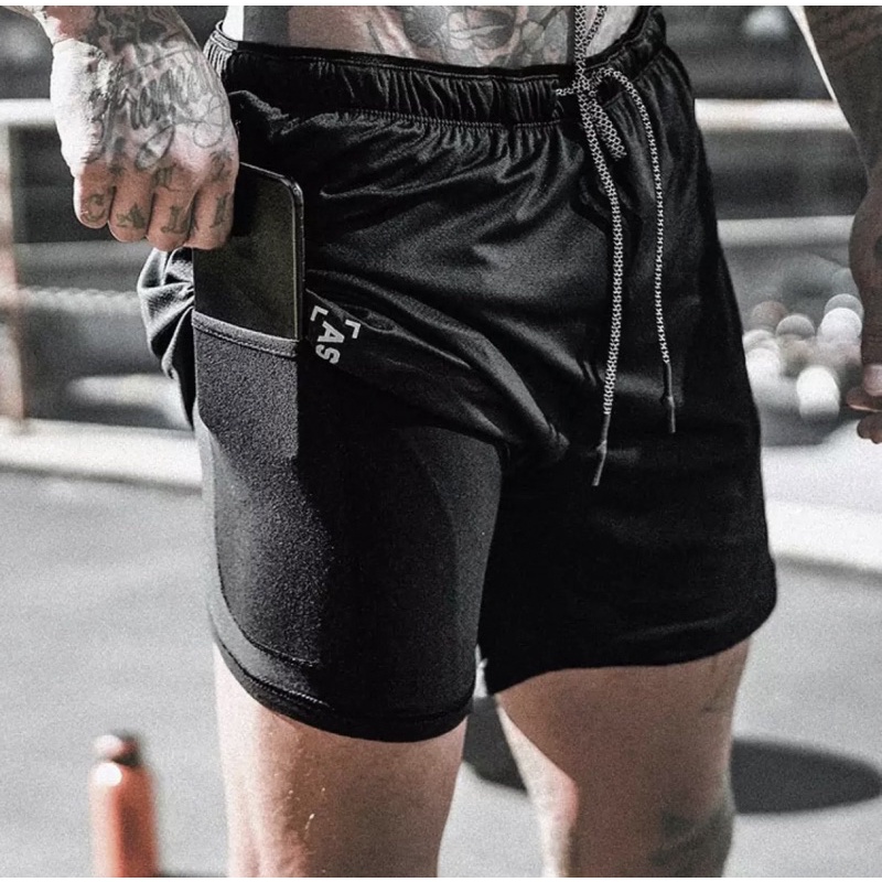 Quần đùi thể thao tập gym nam 2 lớp cao cấp asrv cực đẹp