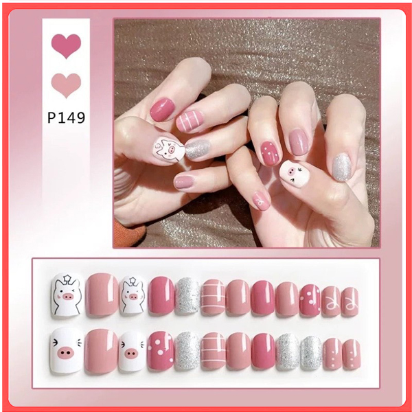 Bộ 24 Móng tay giả , nail giả A76 (Tặng kèm keo dán móng tay)