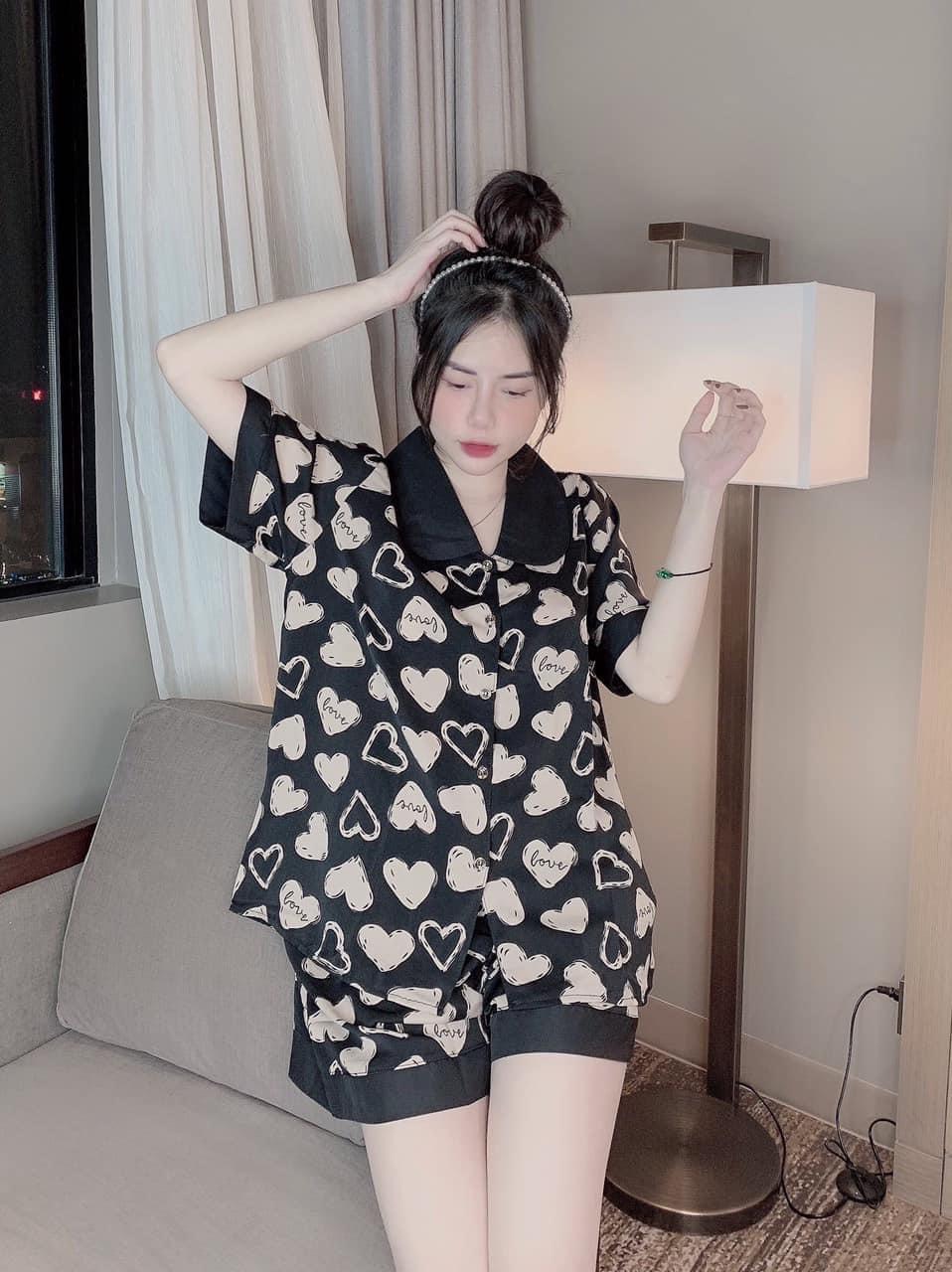 Đồ bộ nữ pijama lụa đùi mặc nhà dễ thương , Bộ đồ pijama đùi nữ siêu hottt, Bộ ngủ mặc nhà nữ họa tiết siêu cute hàng cao cấp hình anh thật