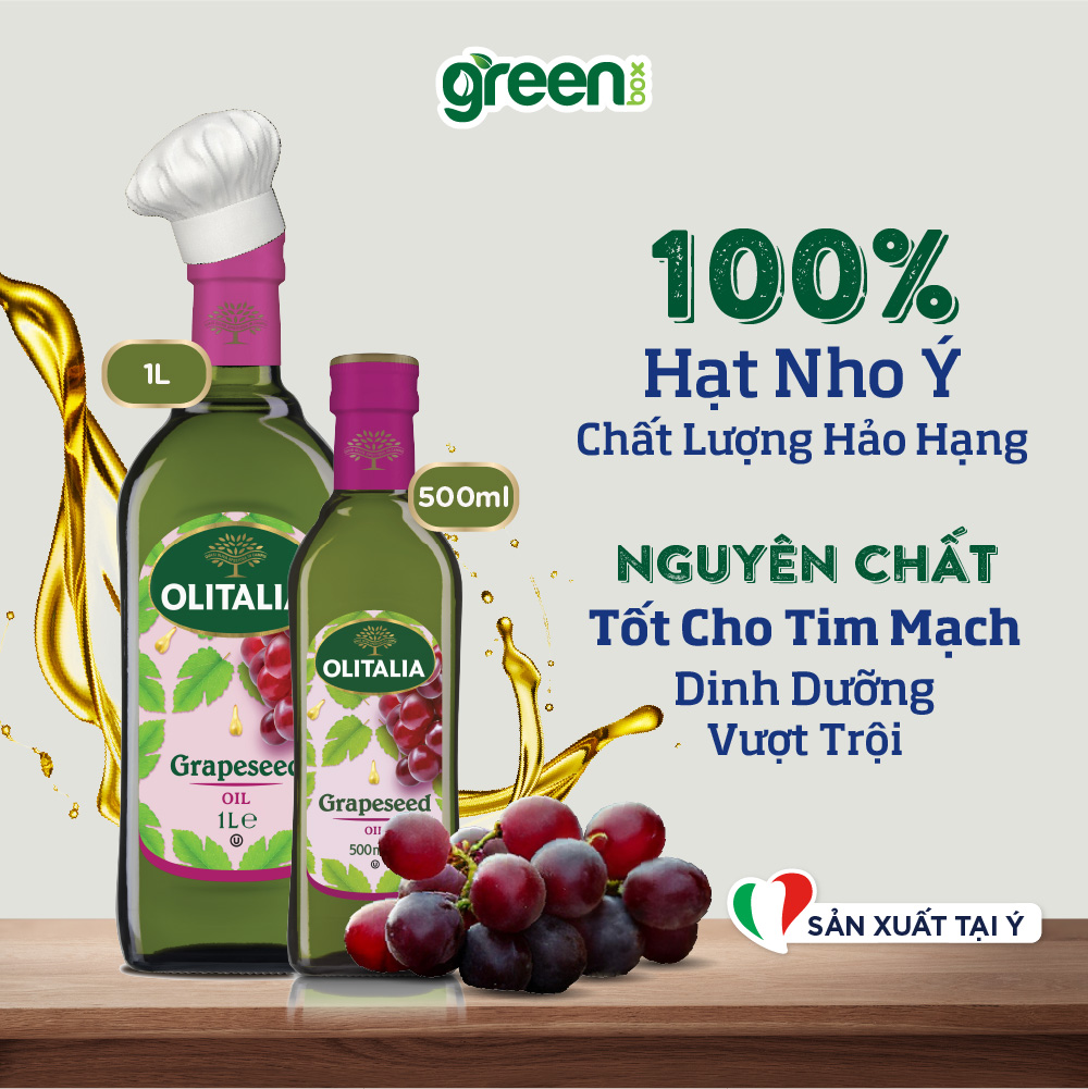 Dầu Hạt Nho Olitalia 500ml dùng chiên xào xuất xứ Ý, chiên ngập dầu nhiệt độ cao