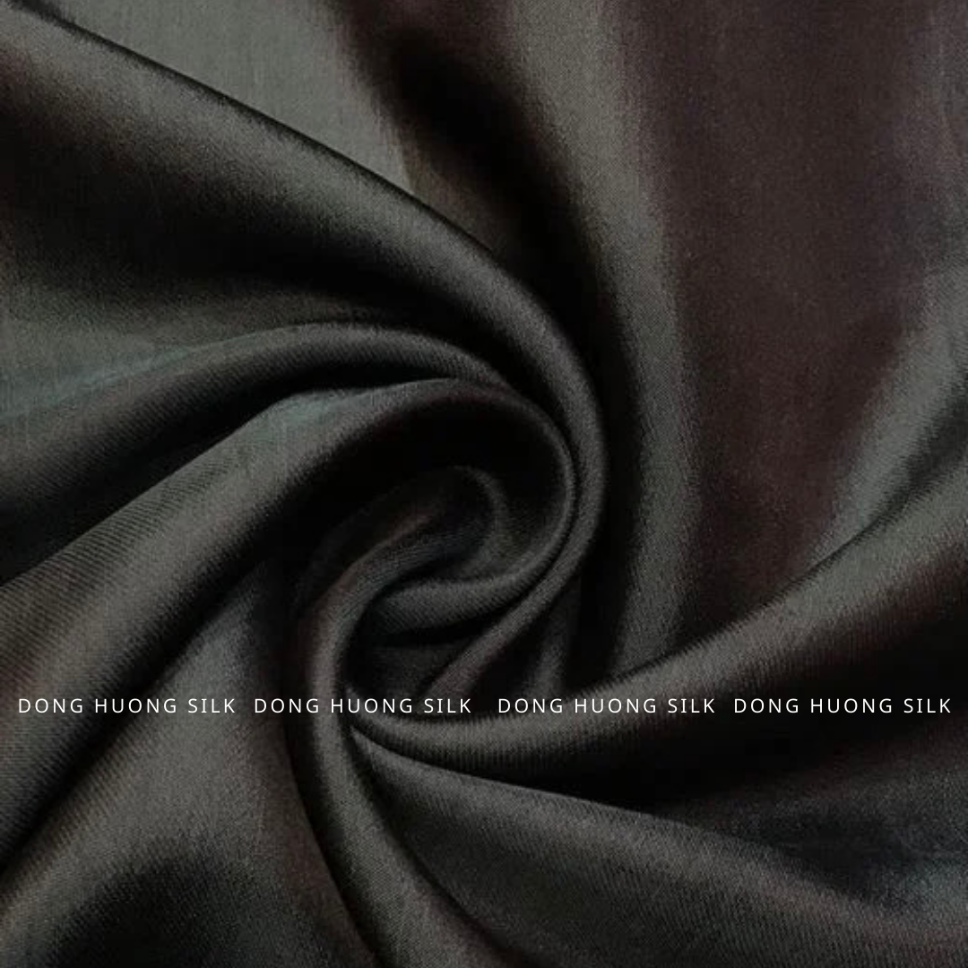 Vải lụa tơ tằm hà đông satin trơn may áo dài màu đen - mát, mềm, tôn dáng, quý phái, sang trọng – lts34