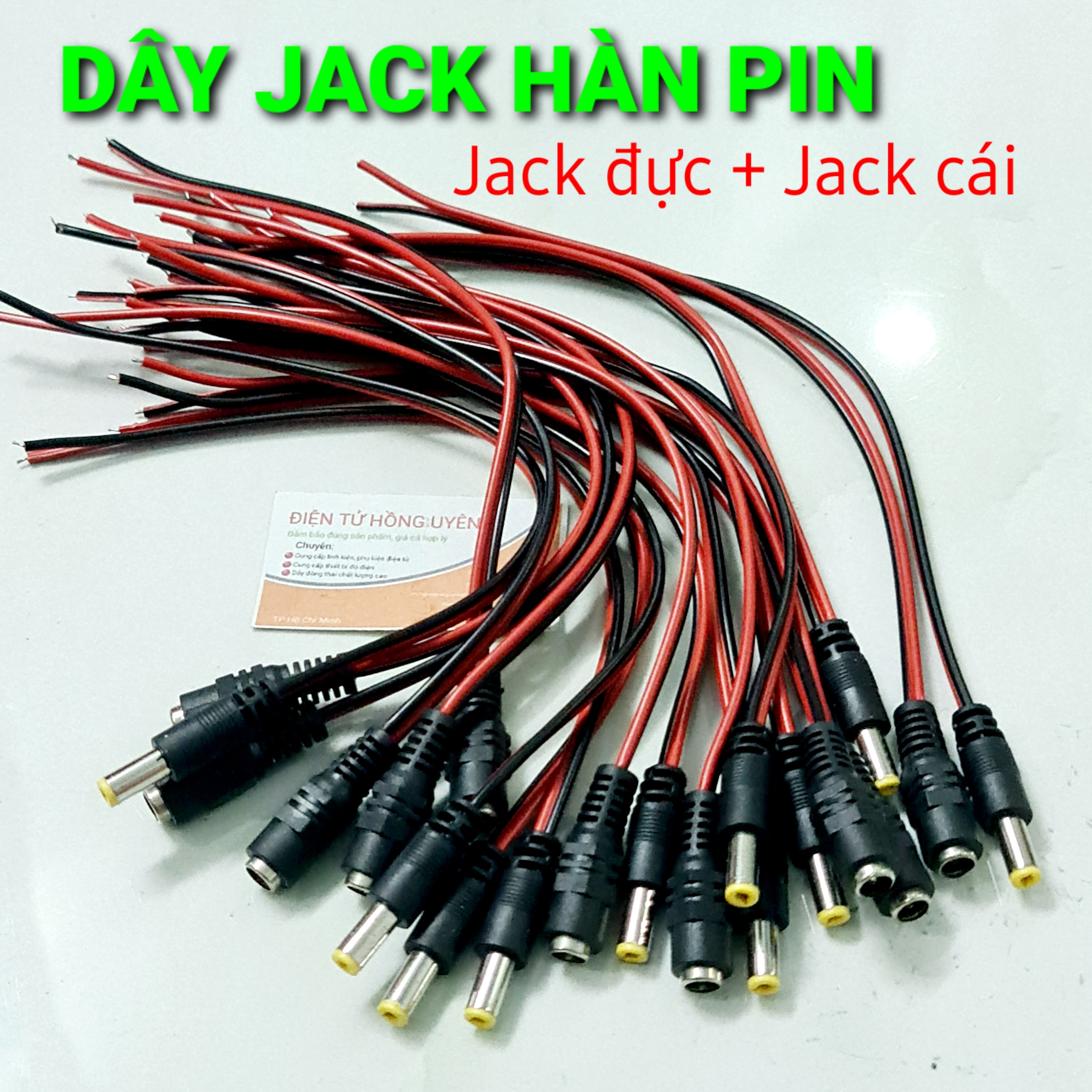 Combo 2 Dây jack hàn pin gồm jack đực jack cái (Cao su đúc cao cấp). Dùng làm jack sạc, jack kết nối điện Chuẩn 5.5mm