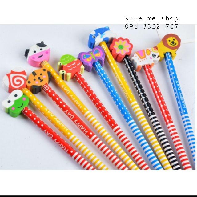 Bút chì đầu gôm hình thú - 1 set 5 cây